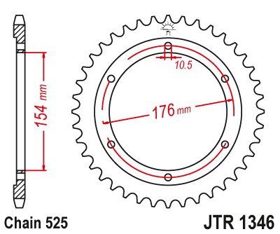 Lánckerék hátsó JTR1346.44 525-ös lánchoz. fogszám: 44