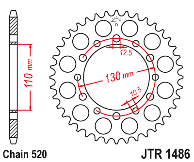Lánckerék hátsó JTR1486.42 520-as lánchoz. fogszám: 42