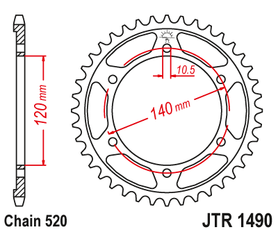 Lánckerék hátsó JTR1490.44 520-as lánchoz. fogszám: 44