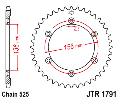 Lánckerék hátsó JTR1791.42 525-ös lánchoz. fogszám: 42