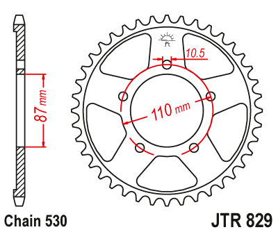 Lánckerék hátsó JTR829.43 530-as lánchoz. fogszám: 43