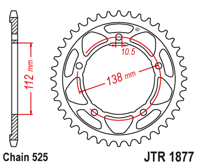 Lánckerék hátsó JTR1877.47 525-ös lánchoz. fogszám: 47