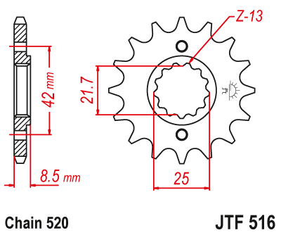 Lánckerék első JTF516.16RB 520-as lánchoz. fogszám: 16RB