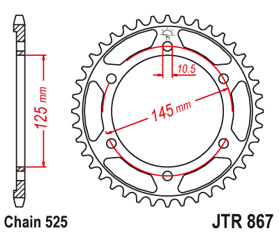 Lánckerék hátsó JTR867.43 525-ös lánchoz. fogszám: 43