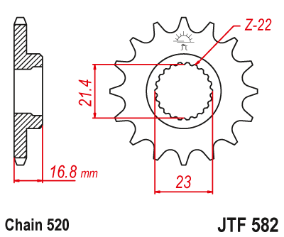 Lánckerék első JTF582.16RB 520-as lánchoz. fogszám: 16RB