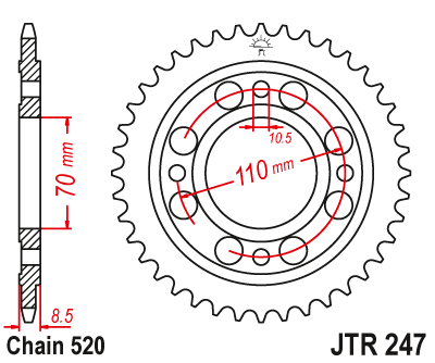 Lánckerék hátsó JTR247.41 520-as lánchoz. fogszám: 41