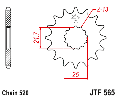 Lánckerék első JTF565.13SC 520-as lánchoz. fogszám: 13SC