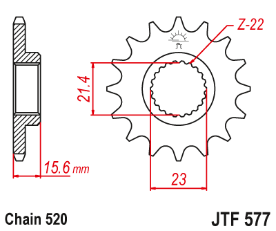 Lánckerék első JTF577.16 520-as lánchoz. fogszám: 16