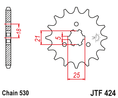 Lánckerék első JTF424.17 530-as lánchoz. fogszám: 17