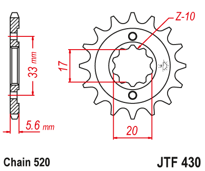 Lánckerék első JTF430.13 520-as lánchoz. fogszám: 13