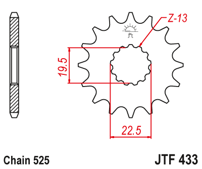 Lánckerék első JTF433.16 525-ös lánchoz. fogszám: 16