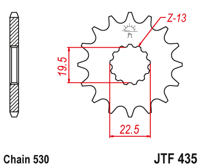 Lánckerék első JTF435.15 530-as lánchoz. fogszám: 15