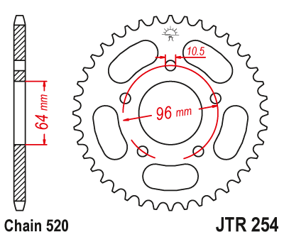 Lánckerék hátsó JTR254.43 520-as lánchoz. fogszám: 43
