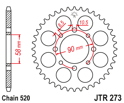 Lánckerék hátsó JTR273.41 520-as lánchoz. fogszám: 41