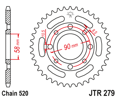 Lánckerék hátsó JTR279.39 520-as lánchoz. fogszám: 39