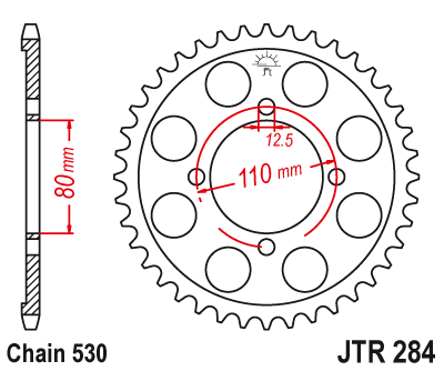 Lánckerék hátsó JTR284.40 530-as lánchoz. fogszám: 40