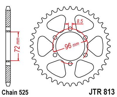 Lánckerék hátsó JTR813.40 525-ös lánchoz. fogszám: 40