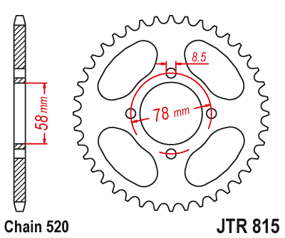 Lánckerék hátsó JTR815.38 520-as lánchoz. fogszám: 38