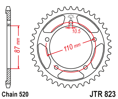 Lánckerék hátsó JTR823.49 520-as lánchoz. fogszám: 49