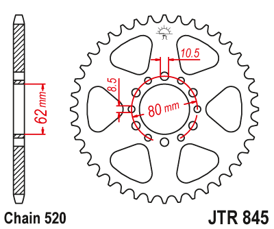 Lánckerék hátsó JTR845.41 520-as lánchoz. fogszám: 41