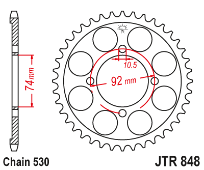 Lánckerék hátsó JTR848.39 530-as lánchoz. fogszám: 39