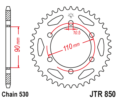 Lánckerék hátsó JTR850.34 530-as lánchoz. fogszám: 34