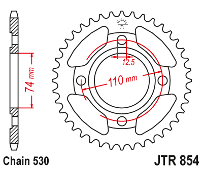 Lánckerék hátsó JTR854.39 530-as lánchoz. fogszám: 39