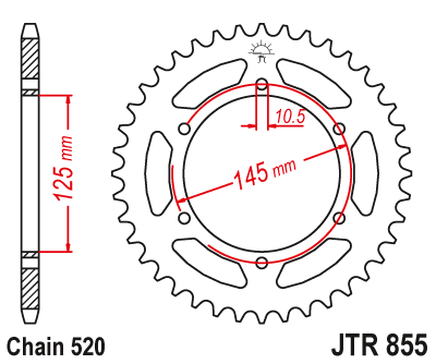 Lánckerék hátsó JTR855.46 520-as lánchoz. fogszám: 46
