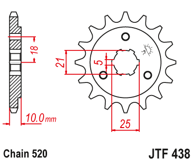 Lánckerék első JTF438.15 520-as lánchoz. fogszám: 15
