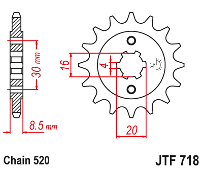 Lánckerék első JTF718.13 520-as lánchoz. fogszám: 13