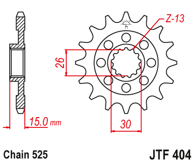 Lánckerék első JTF404.17RB, 525-ös lánchoz. Fogszám: 17RB