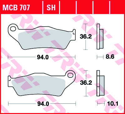 Fékbetét TRW Lucas MCB707 (Organikus) (Más anyagból LÁSD A KÉP ALATT)
