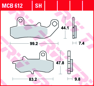 Fékbetét TRW Lucas Hátsó MCB612SH szinter