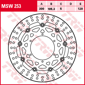 Féktárcsa 300x105,3mm 5mm 6db 6,5mm 120mm TRW Lucas MSW253 