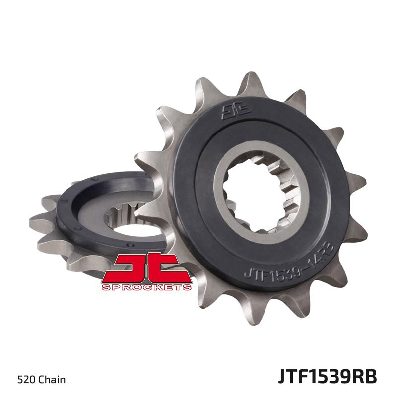 Lánckerék első JTF1539.14RB, 520-as lánchoz. Fogszám: 14, RB gumi csillapítás