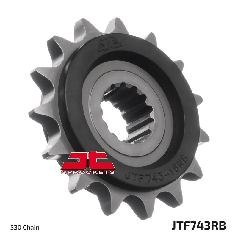Lánckerék első JTF743.15RB , 530-as lánchoz. Fogszám: 15, RB gumi csillapítás