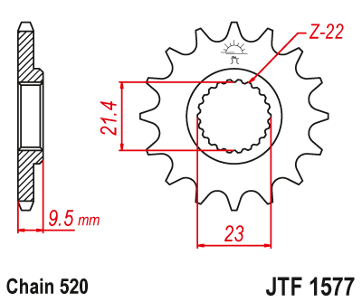 Lánckerék első JTF1577. 520-as lánchoz. Illusztráció VÁLASZTÉKOT LÁSD A KÉP ALATT!