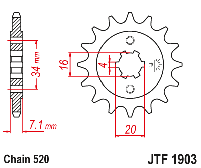 Lánckerék első JTF1903. 520-as lánchoz. Illusztráció VÁLASZTÉKOT LÁSD A KÉP ALATT!