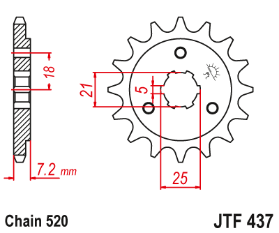 Lánckerék első JTF437. 520-as lánchoz. Illusztráció VÁLASZTÉKOT LÁSD A KÉP ALATT!