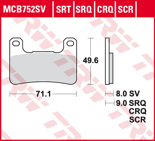 Fékbetét TRW Lucas MCB752SV (SV=szinter első) 