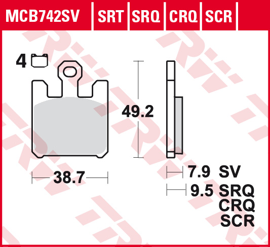 Fékbetét TRW Lucas MCB742SV (SV=Szinter első)