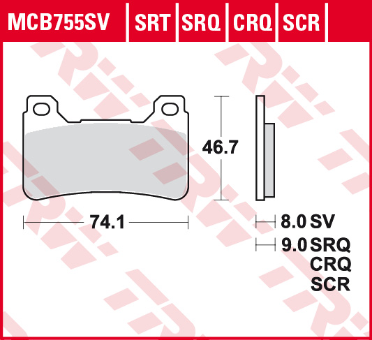 Fékbetét TRW Lucas MCB755SV (SV=Szinter első)